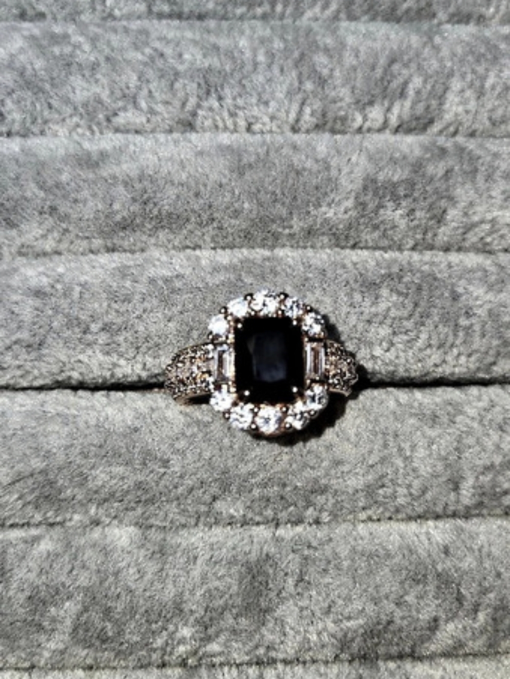 New Size 6 Moonrise Moment Black Onyx Cubic Zirconia Rose Gold Plated Bomb Ring